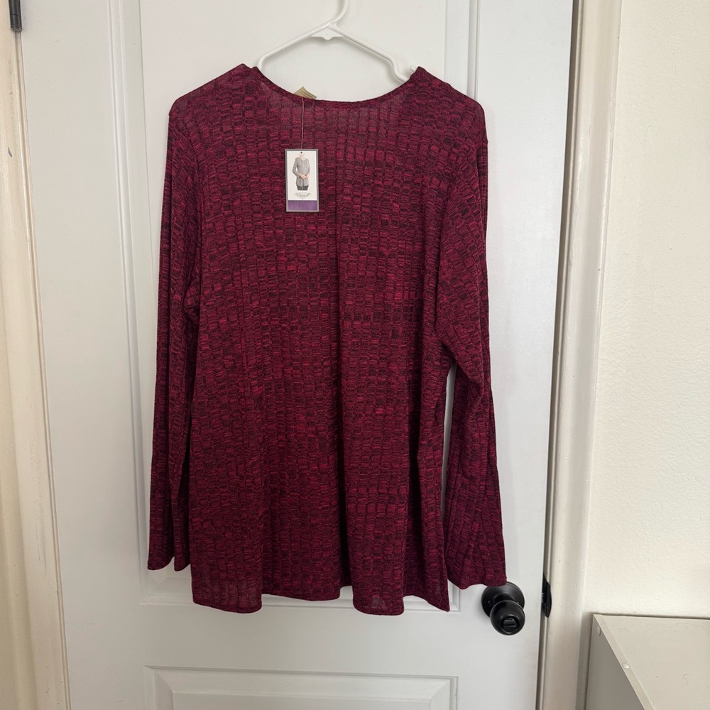 Chenault Burgundy Lace-Up Long Sleeve Top - Picture 2 of 3